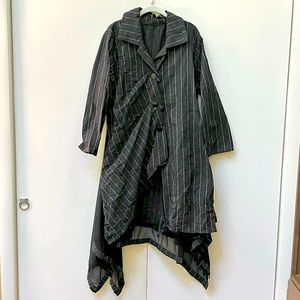 Heydari Black Pinstripe Asymmetrical Top